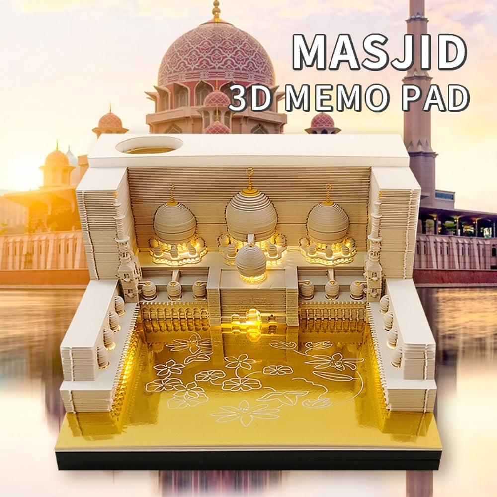 3D Mosque Paper Carving Memo Pad