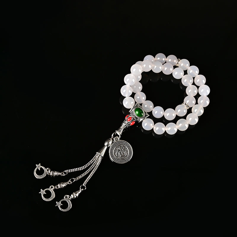 Luxury White Agate – Tasbih Islamic Prayer Beads