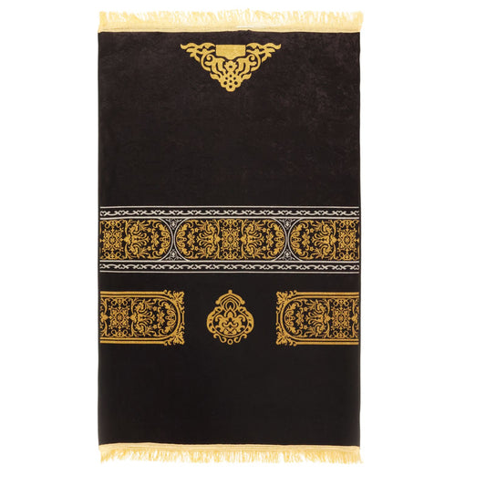 Black-Gold Traditional Pattern Prayer Rug