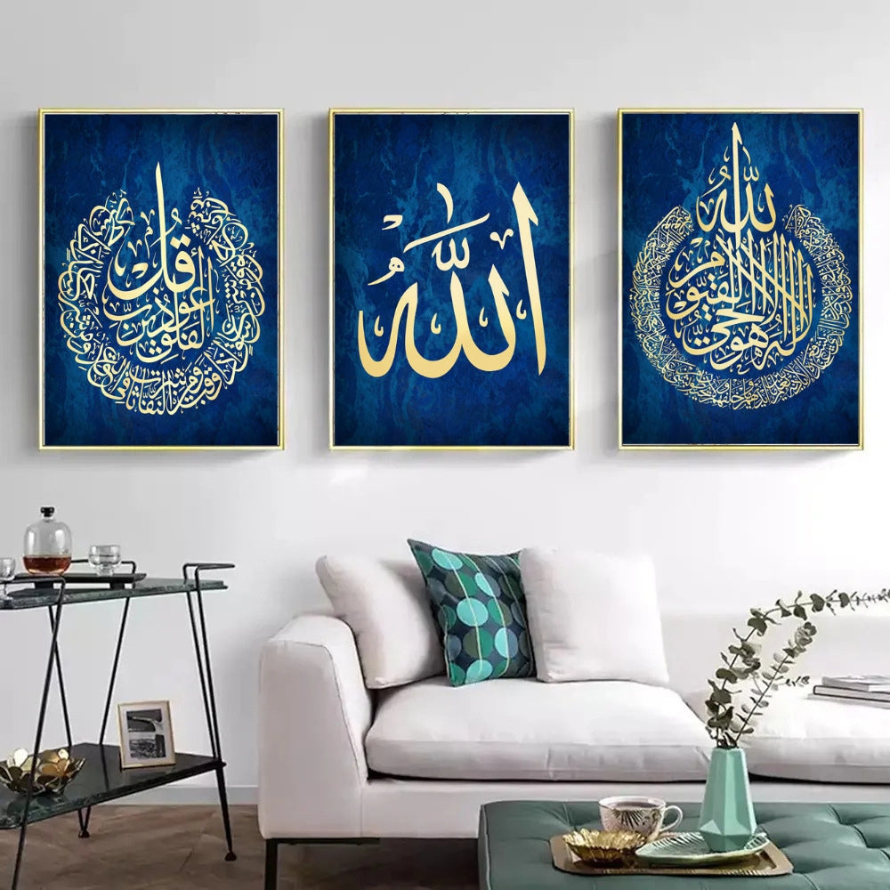 Dark Blue Arabic Wall Decor Painting