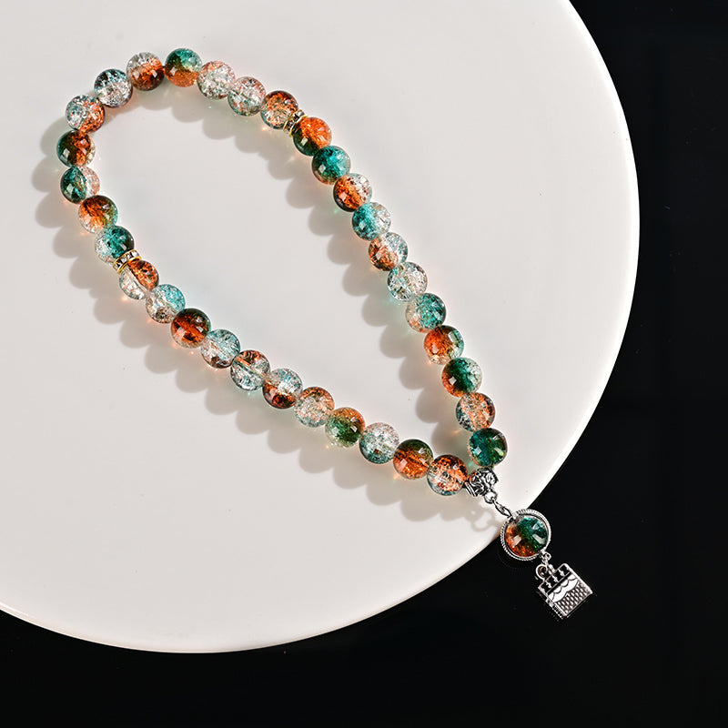 Orange Green Glass With Kaaba – Tasbih Misbaha