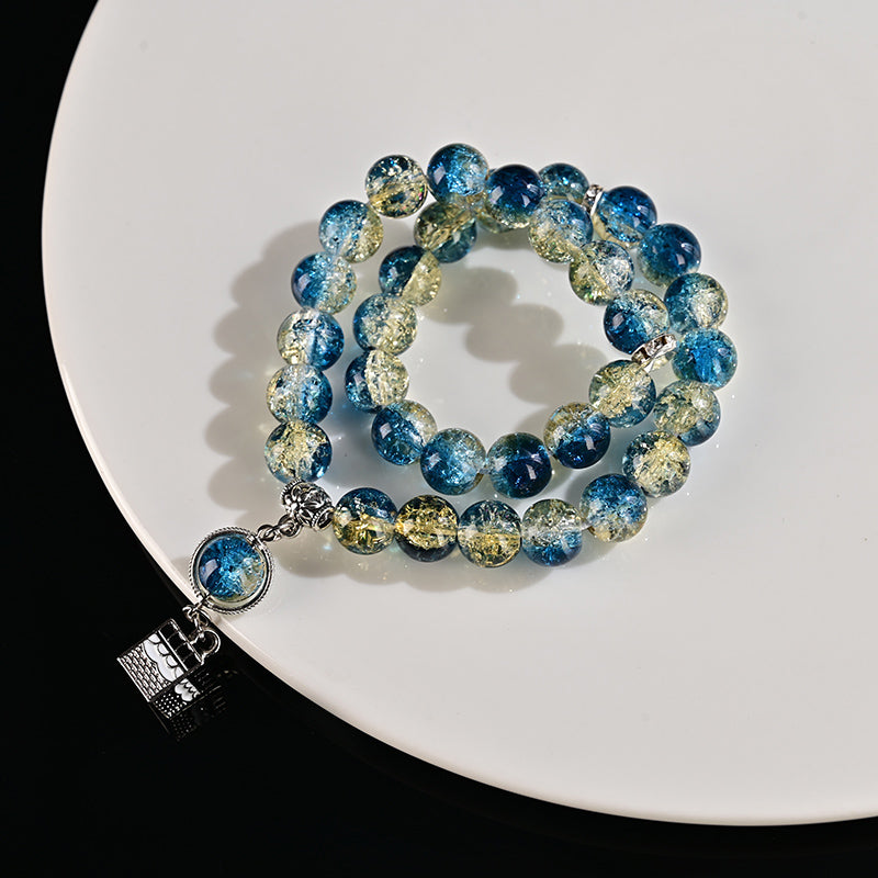 Blue Yellow Glass With Kaaba – Tasbih Misbaha