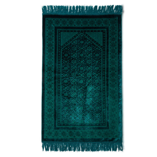 Glossy Embossed Flowers Muslim Prayer Rug