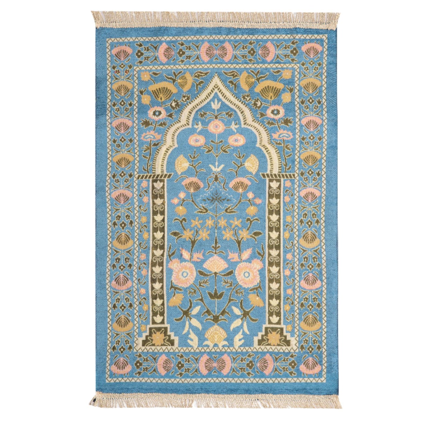 Thin Fan-Shaped Flower Prayer Rug