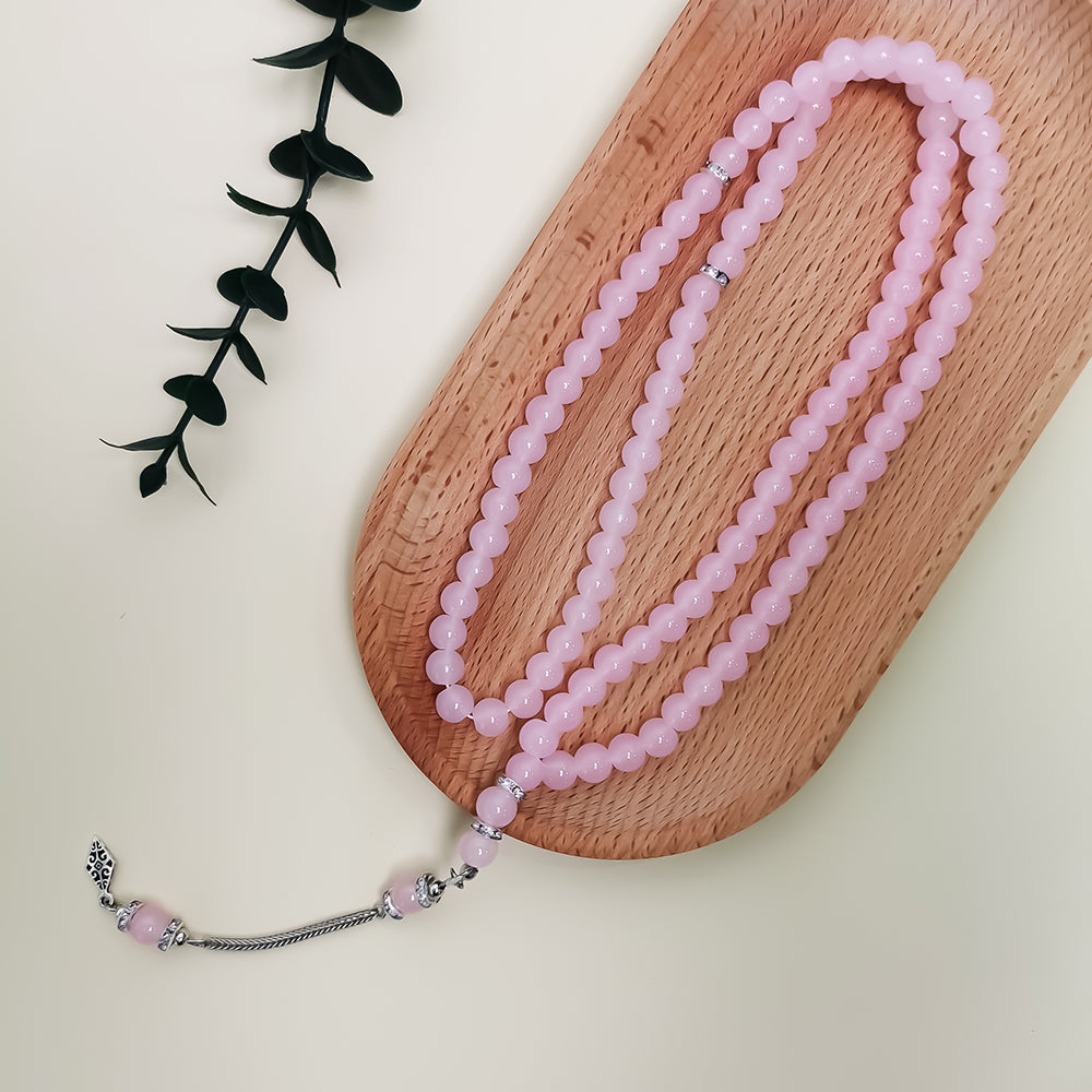 Classic Pink Glass 99 – Tasbih Muslim Prayer Beads