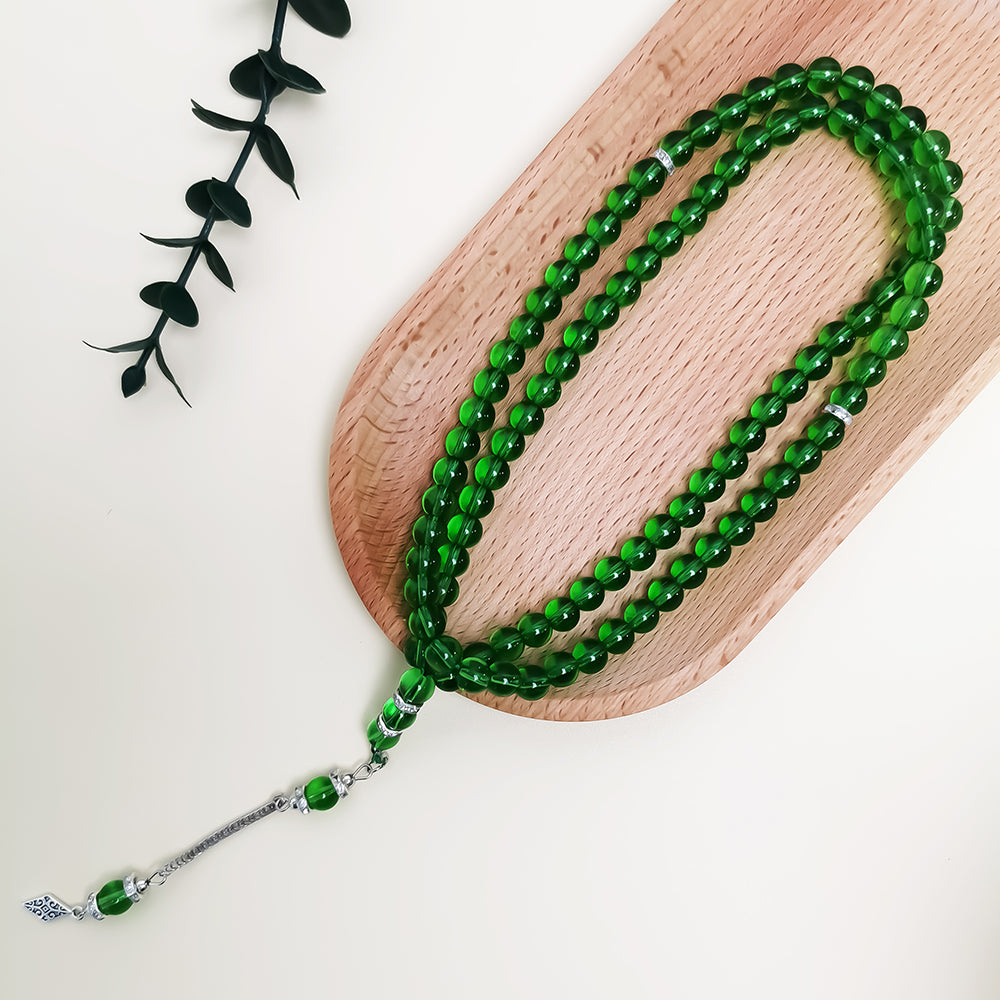 Classic Green Glass 99 – Tasbih Muslim Prayer Beads