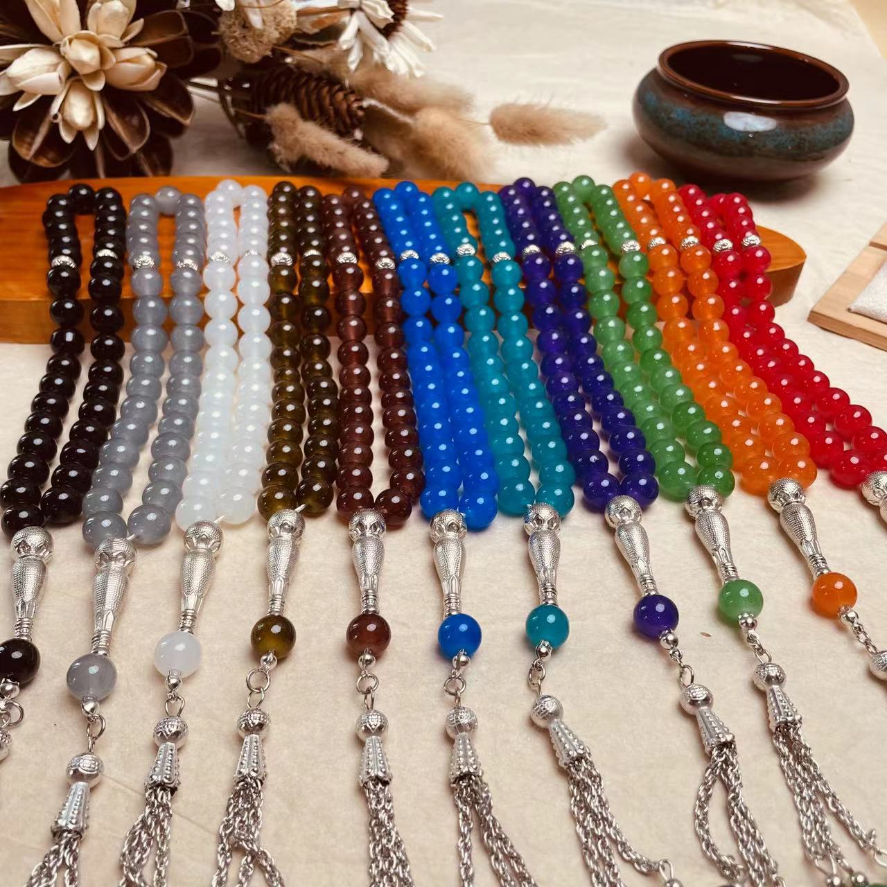 Solid Color With Beads Tassel - Tasbih Misbaha