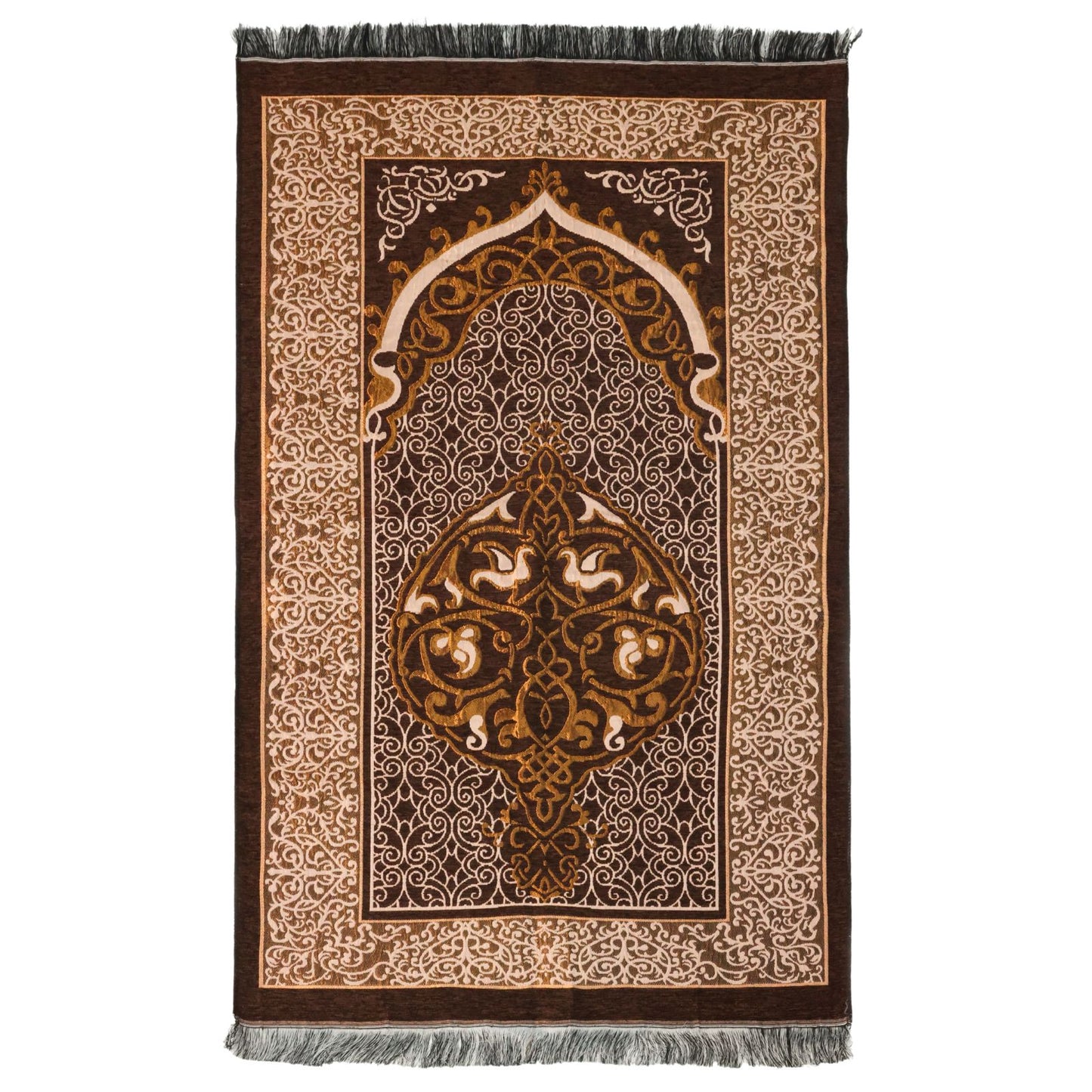 Thin Gold Ottoman Style Muslim Prayer Rug