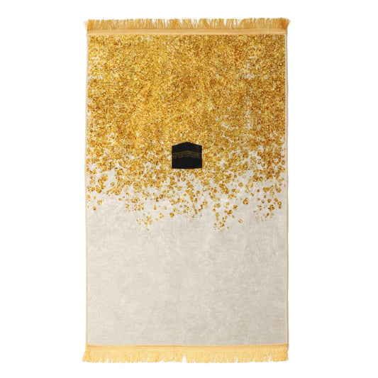 Shiny Golden Snowflakes Muslim Prayer Rug