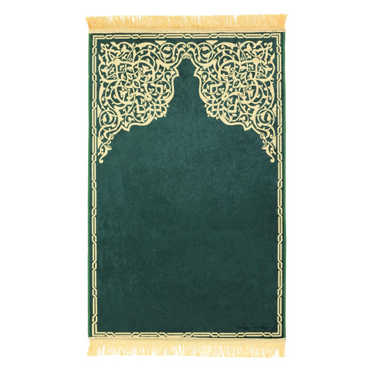 Shiny Golden Vine Muslim Prayer Rug