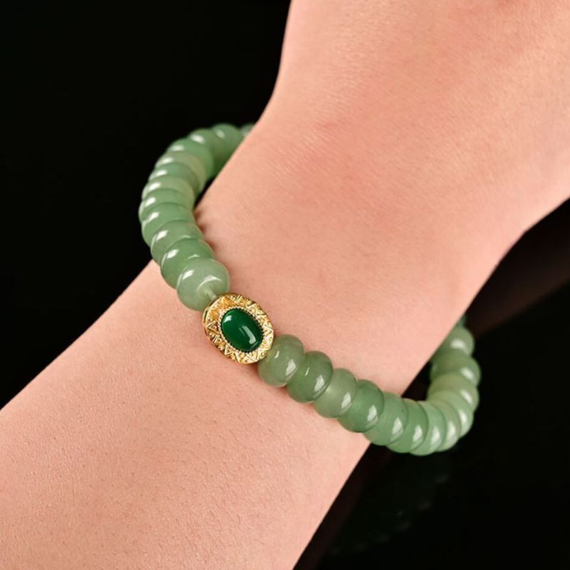 Natural Green Jade Bracelet Tasbih 33 Beads