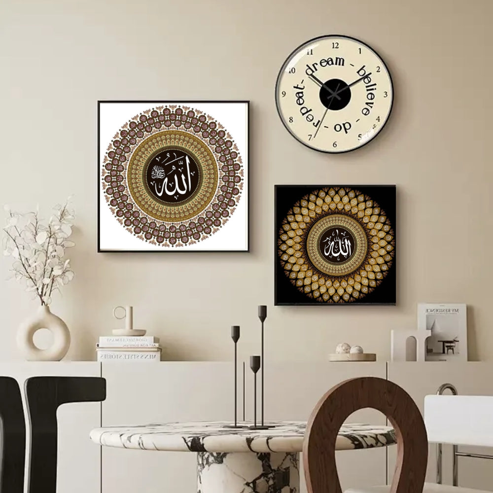 Black White Arabic Pattern Painting