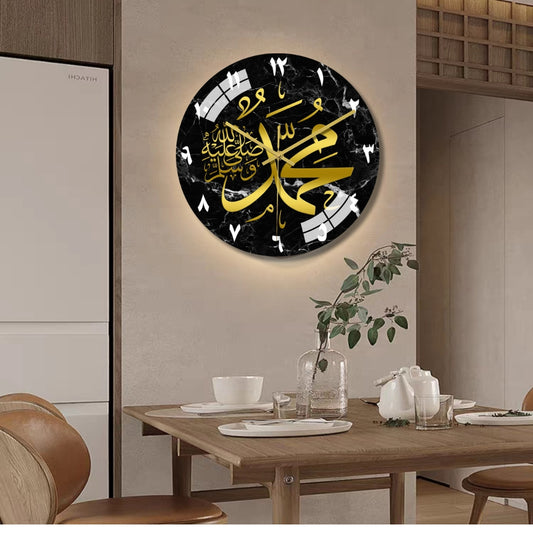 Black Acrylic Quran Clock Decor