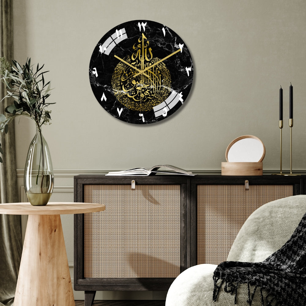 Black Acrylic Quran Clock Decor