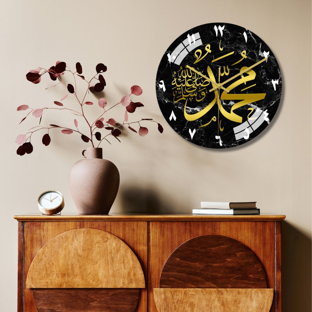 Black Acrylic Quran Clock Decor