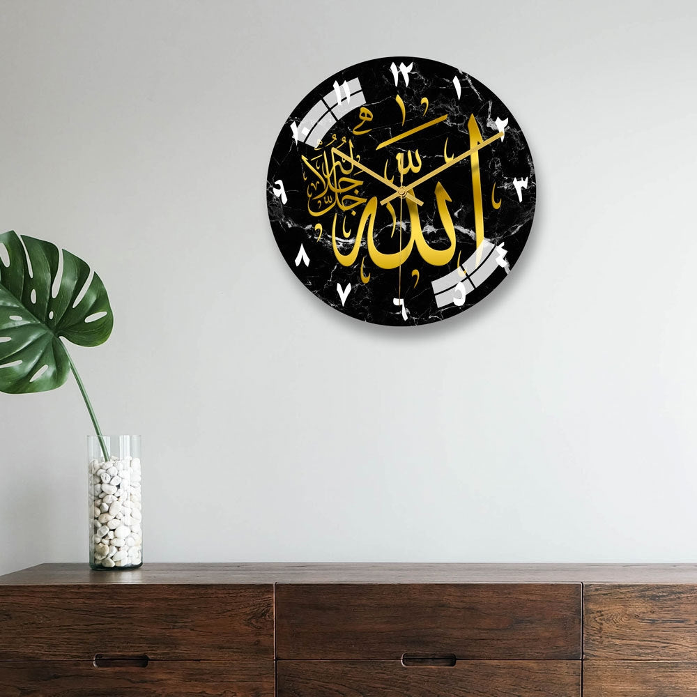 Black Acrylic Quran Clock Decor