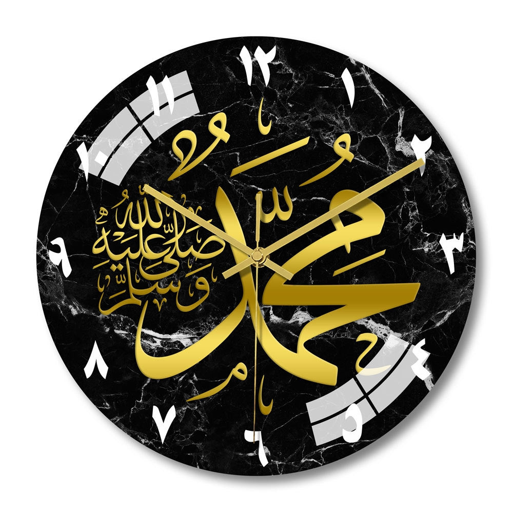 Black Acrylic Quran Clock Decor