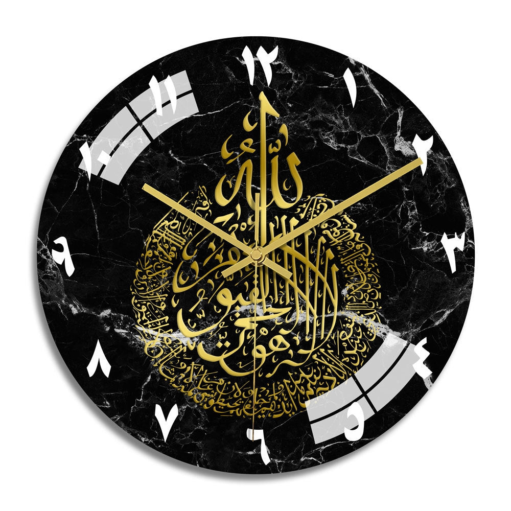 Black Acrylic Quran Clock Decor