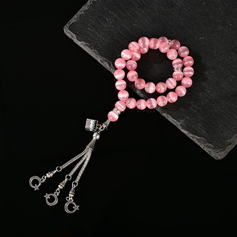 Honey Peach With Kaaba – Tasbih Muslim Prayer Beads