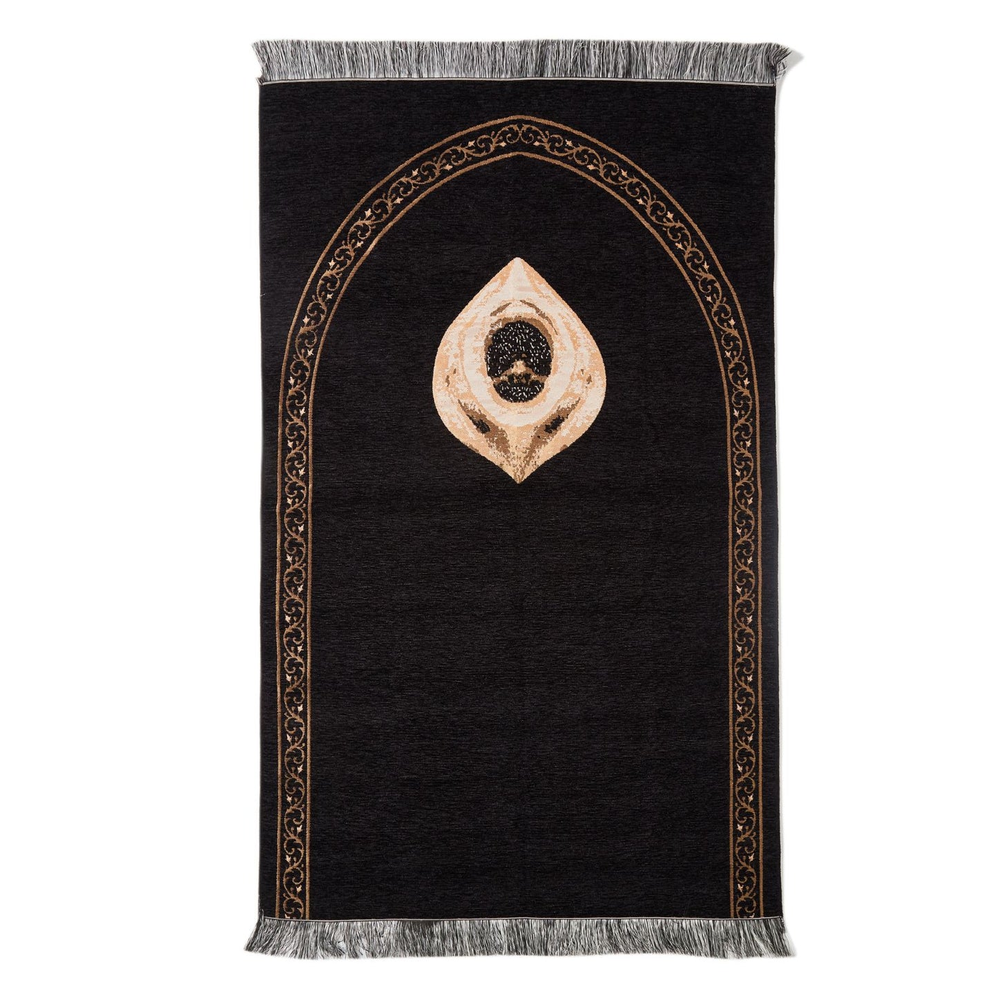 Thin Prayer Rug With Black Stone Pattern