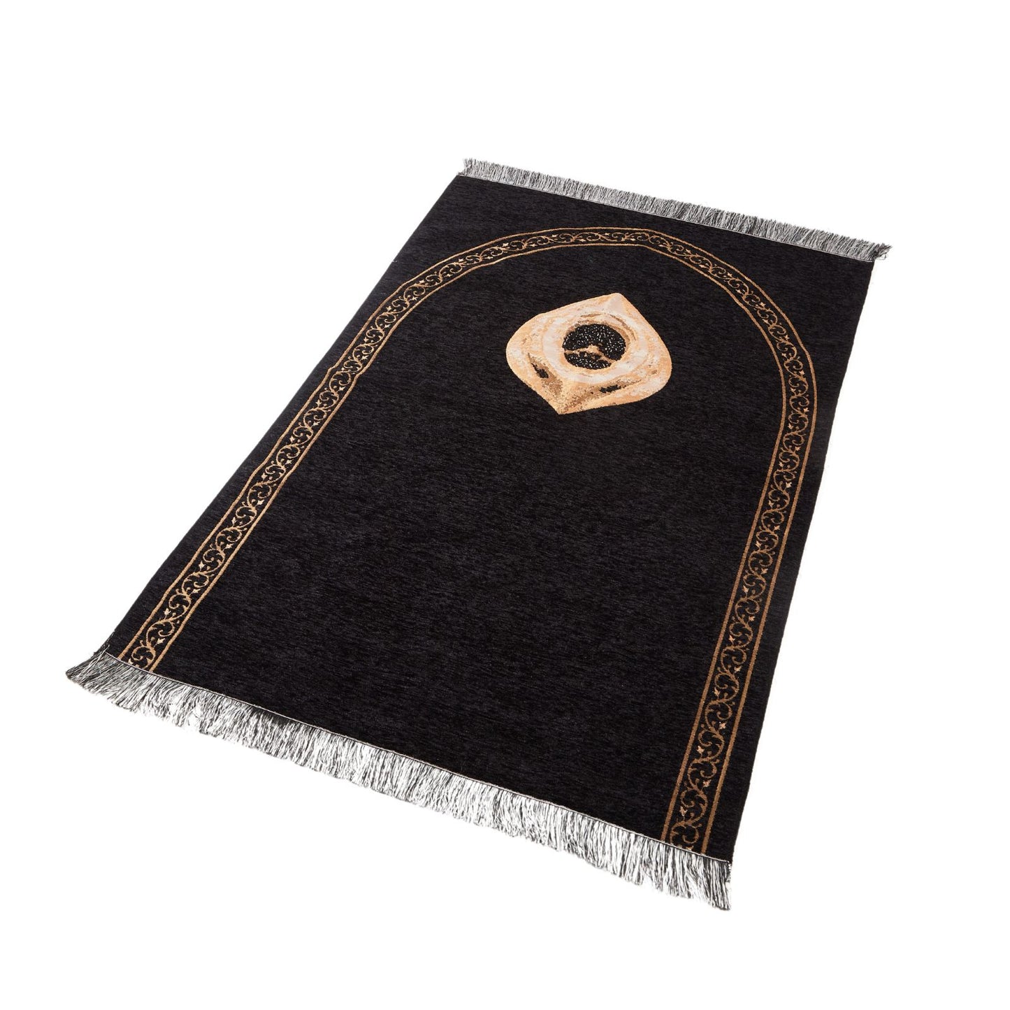 Thin Prayer Rug With Black Stone Pattern