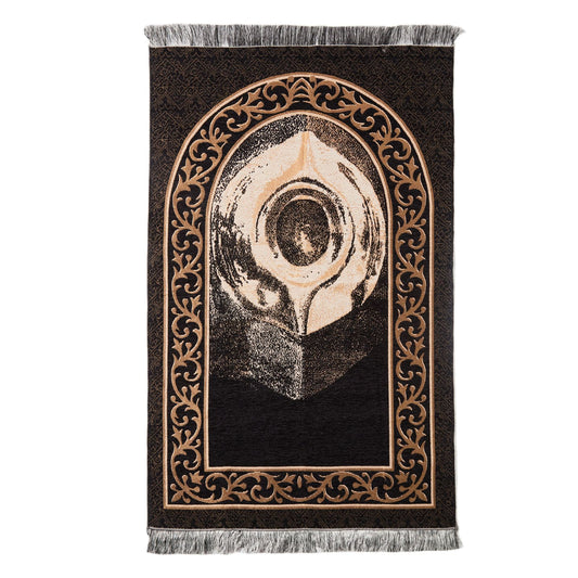 Thin Black Stone Pattern Muslim Prayer Rug