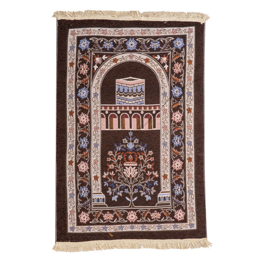 Thin Chic Kaaba Flower Pattern Muslim Prayer Rug