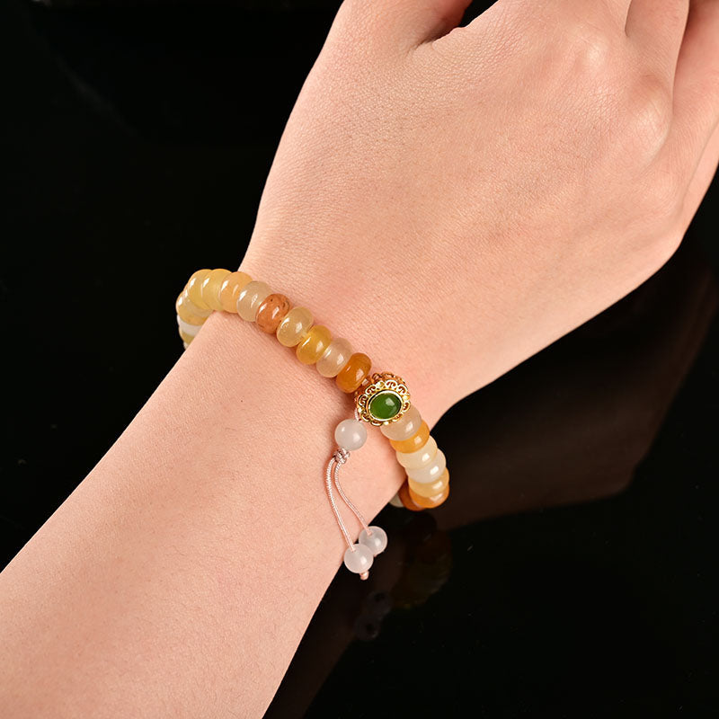 Natural Yellow Jade Bracelet Tasbih 33 Beads